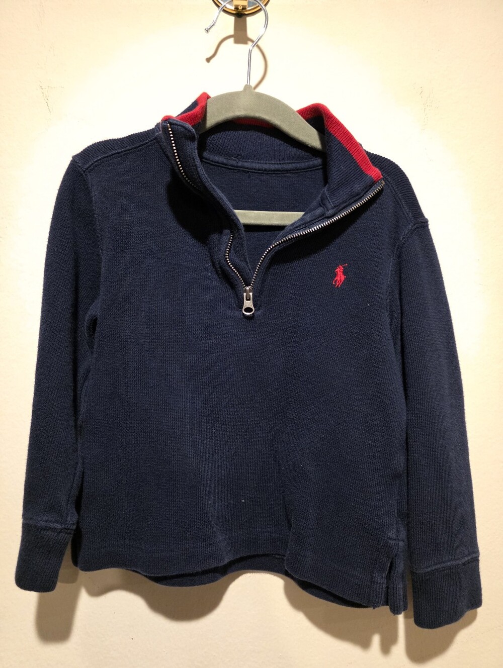 Kids Navy Long-Sleeve Top with Red Trim